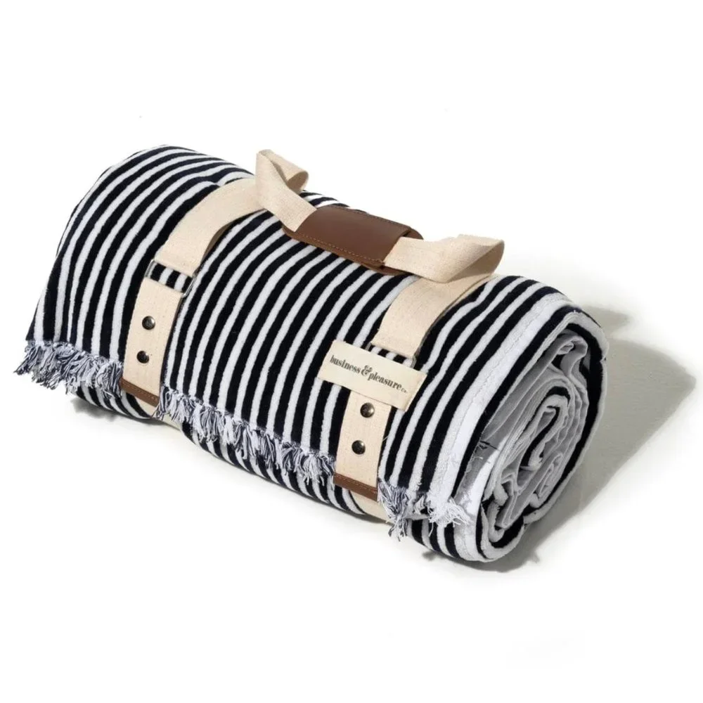 Business & Pleasure Beach Blanket Oversized Lauren's Navy Stripe